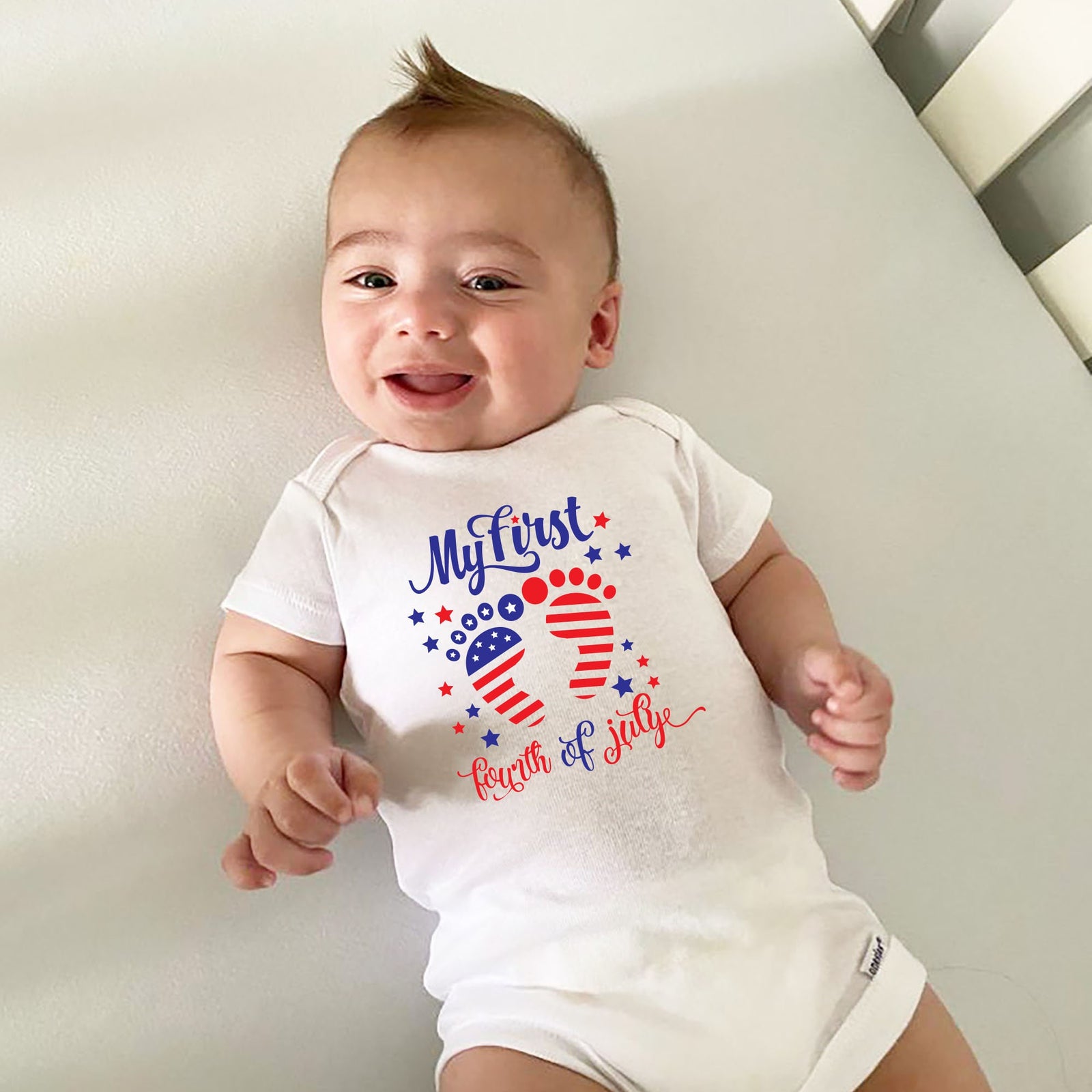 My First Fourth of July - Baby Onesie - America Independence Day - Red White and Blue