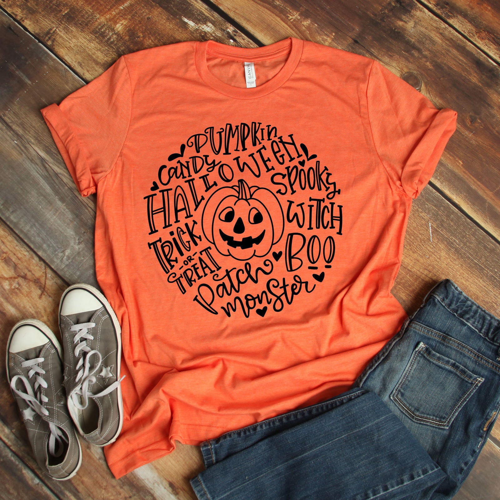 Smiling Pumpkin - Happy Halloween Adult T Shirt - Halloween -Typography Words