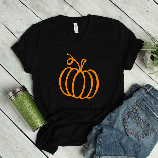 Pumpkin Outline Happy Halloween Adult T Shirt Comfort Fit