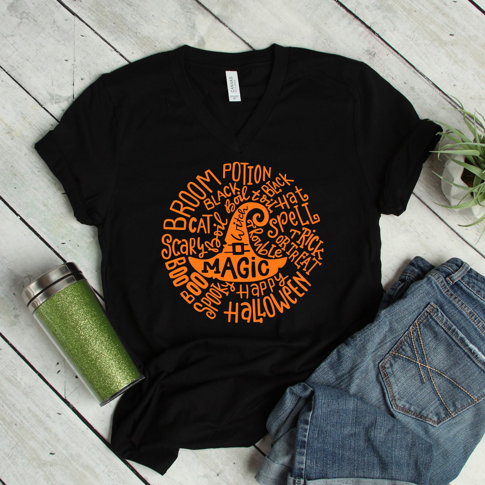 Magic Witch - Happy Halloween Adult T Shirt - Funny T Shirts - Typography Words