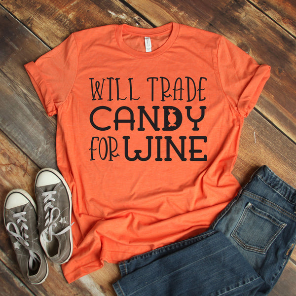 Will Trade Candy for Wine Funny Halloween T Shirt