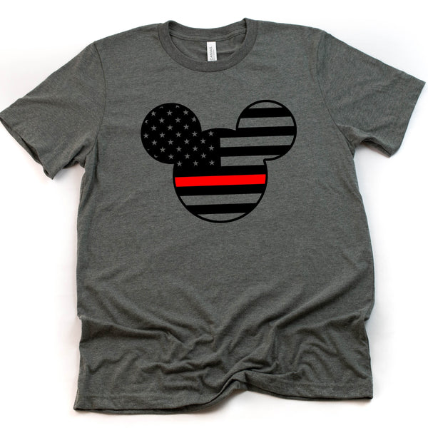 Mickey Fire Fighter Red Line Unisex T-Shirt for Comfort