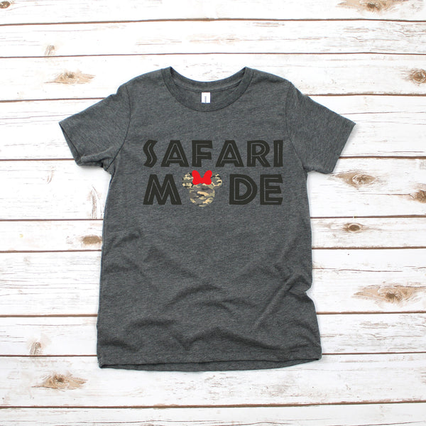Safari Mode Minnie Mouse Youth T Shirt for Adventurers