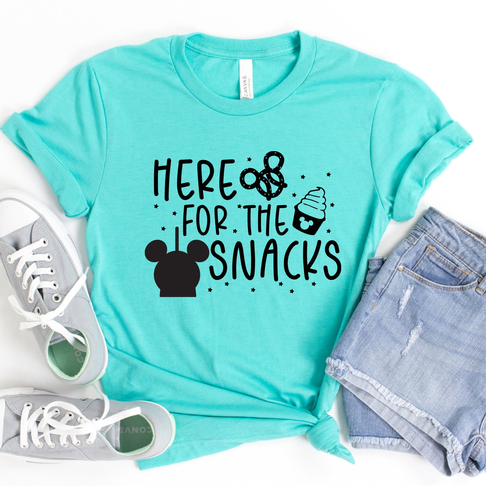 Here for the Snacks Adult T Shirt- Disney Food Lover T Shirt - Dole Whip T Shirt - Pretzel - Mickey Ice Cream