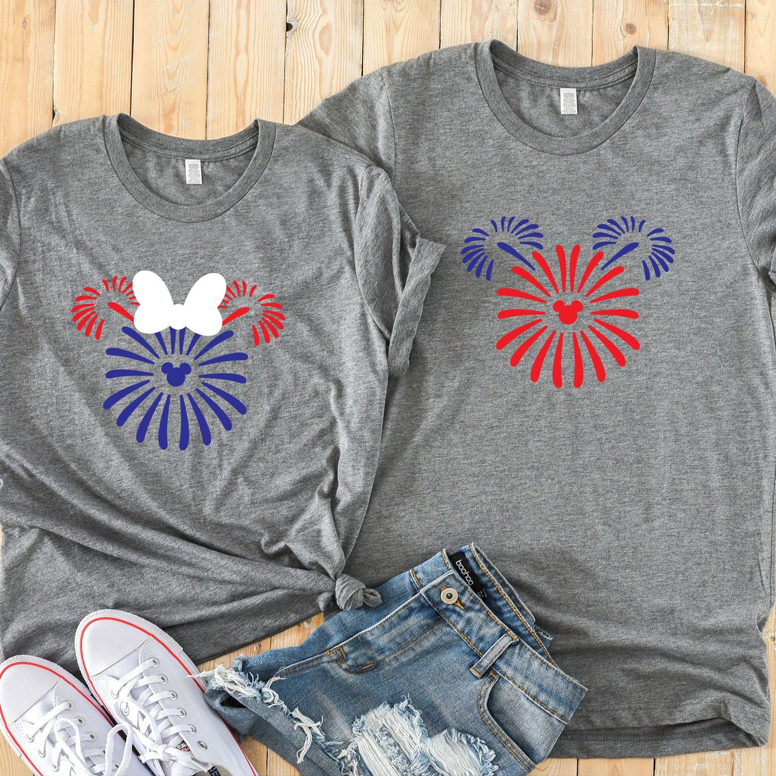 Fourth Of July Couples T Shirts- Mickey and Minnie - Celebrate America - Independence Day - Disney Matching Set