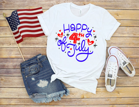 Happy Fourth of July Adult T Shirt for Independence Day