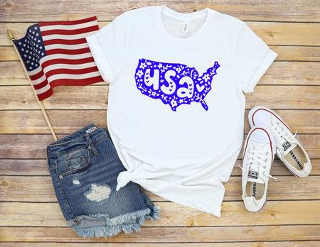 USA Map Fourth of July Adult T Shirt for Comfort
