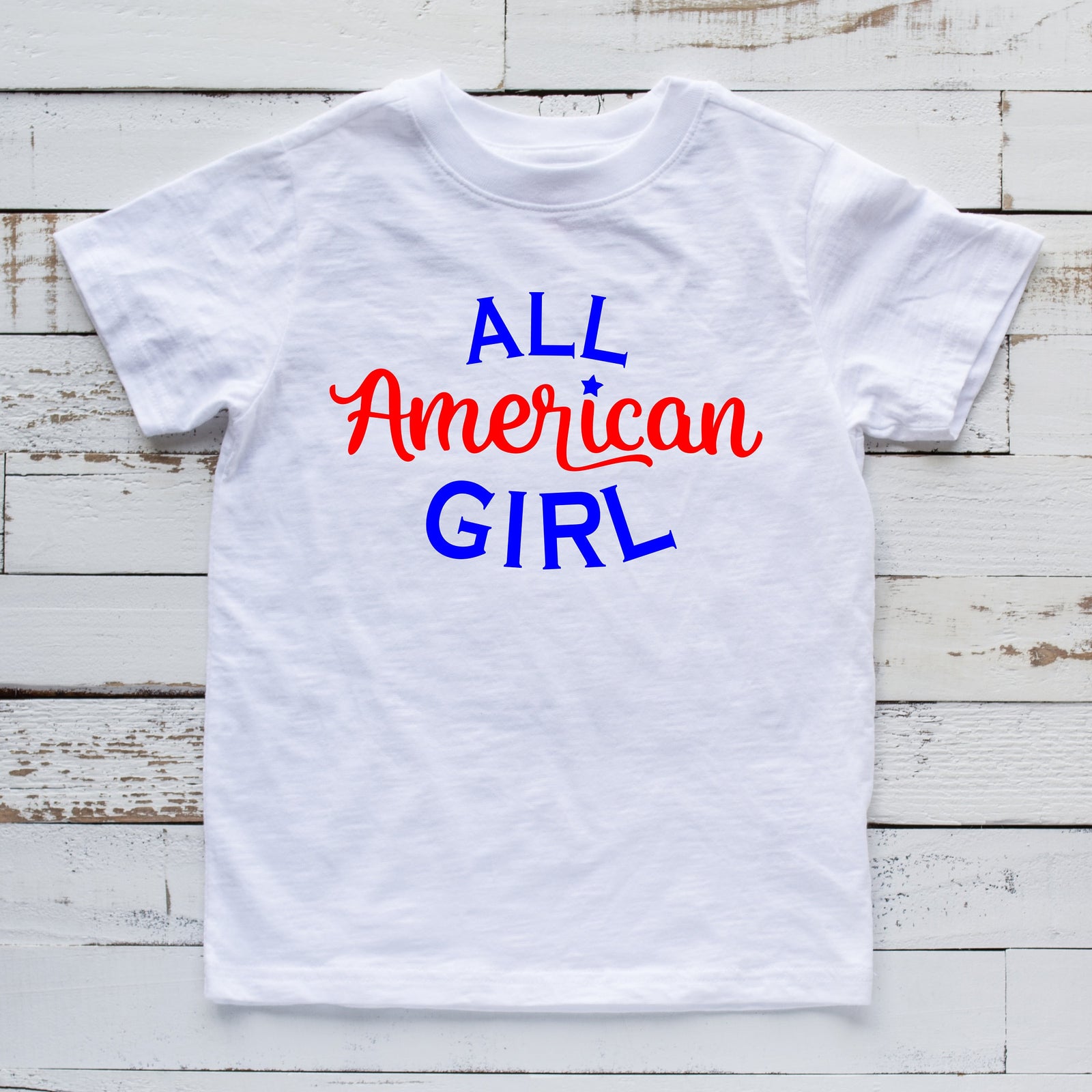 All American Girl - Youth Fourth Of July Shirt - Memorial Day - Red White and Blue
