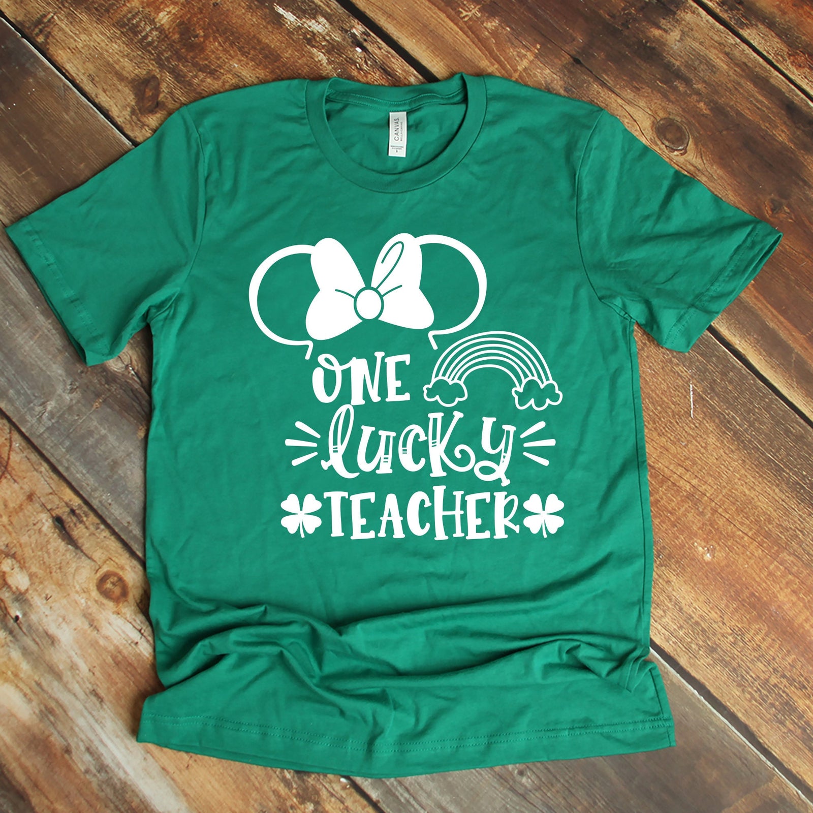 One Lucky Teacher Disney T Shirt - St. Patrick's Day Minnie Mouse T Shirt- Disney Shamrock Clover Shirt- Lucky Minnie Shirt