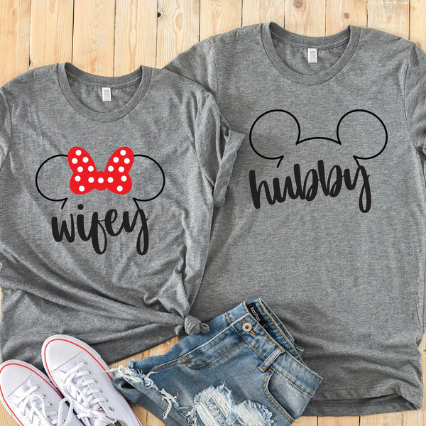 Hubby and Wifey Disney Couples Matching T Shirts for Anniversaries