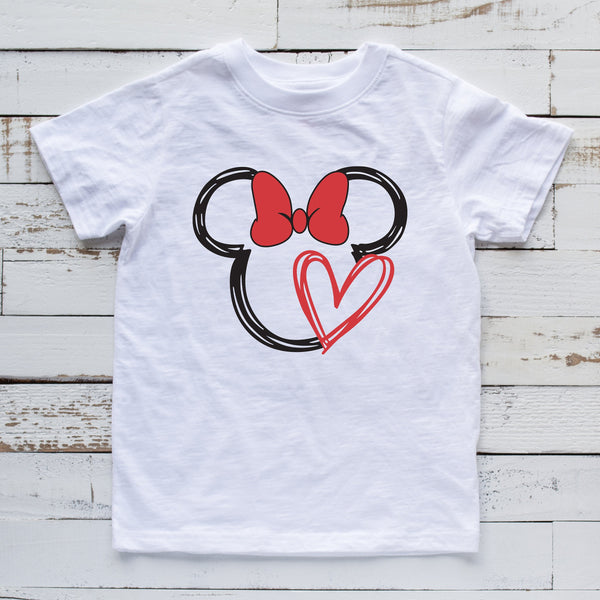 Personalized Scribble Minnie Mouse Youth T Shirt for Kids