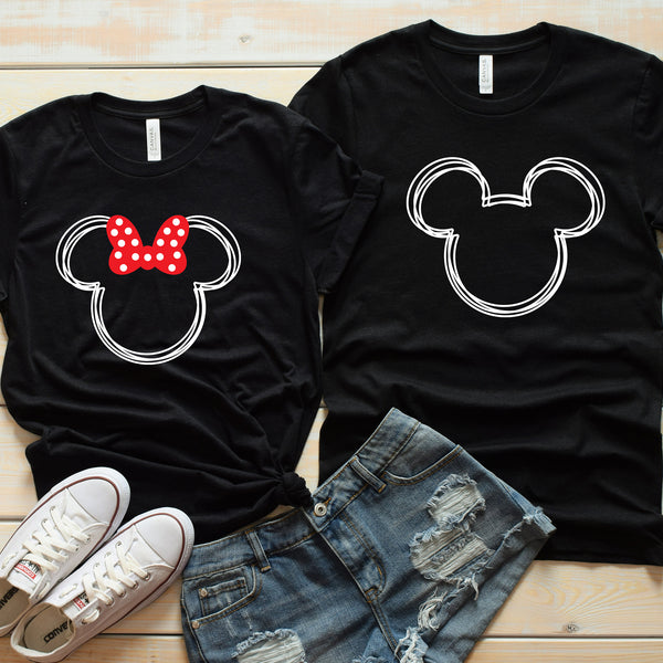 Scribble Minnie and Mickey Shirts for Cute Couples