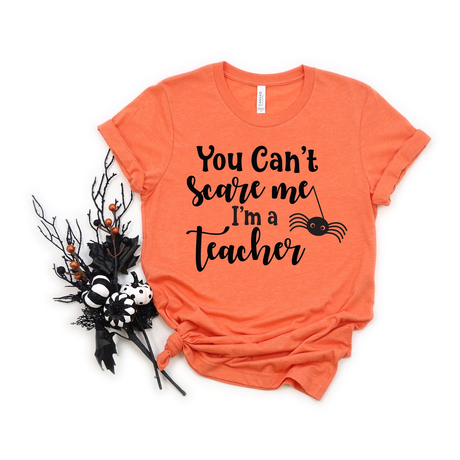 You Can't Scare Me Adult T Shirt - Halloween - Office - School - Teacher - Grade Level - Fun Not So Scary Spider