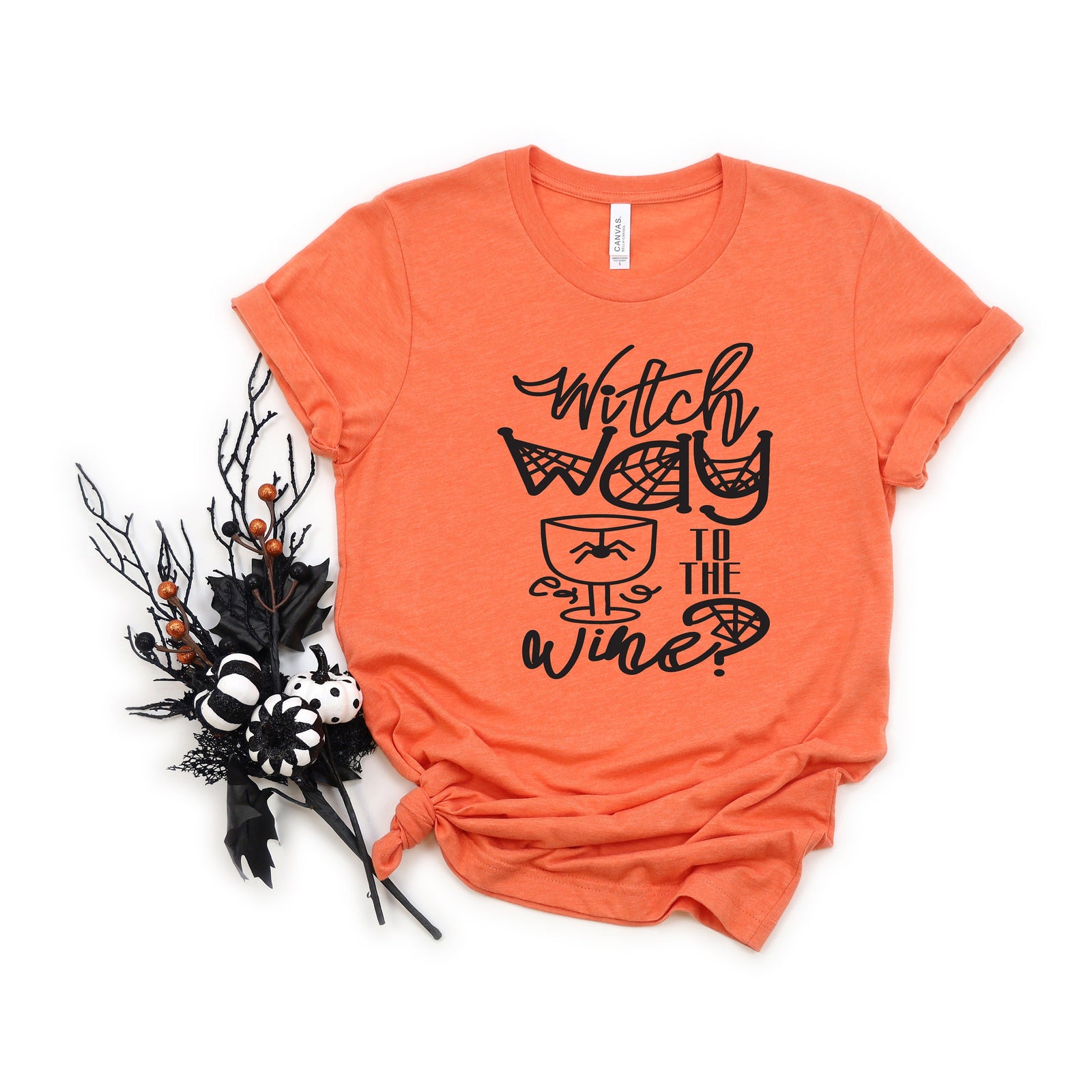 Witch Way to the Wine Adult T Shirt - Halloween - Funny T Shirt - Drinking Wine