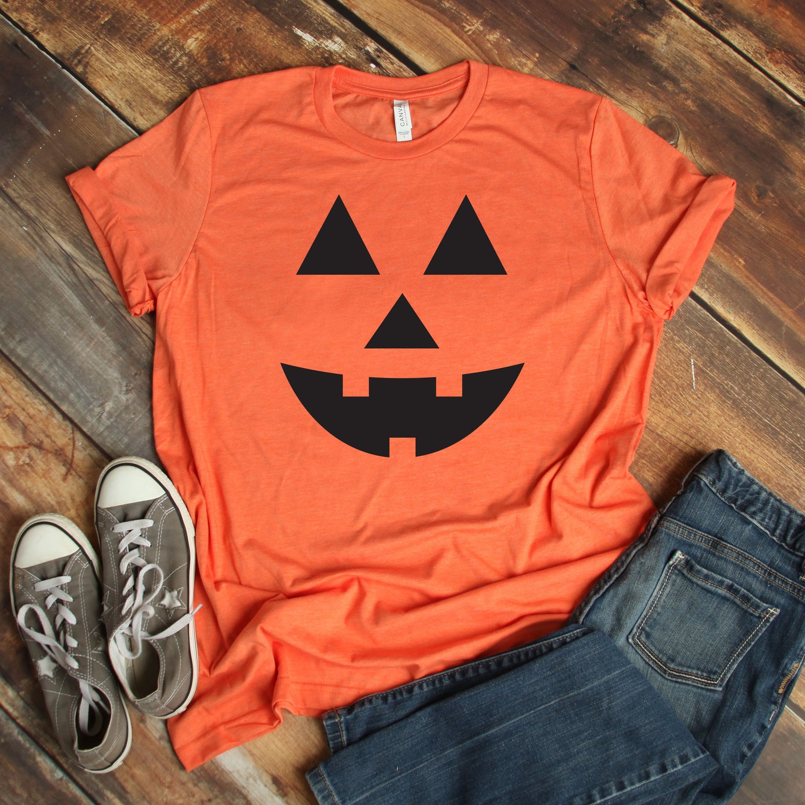 Smiling Pumpkin - Happy Halloween Adult T Shirt - Halloween -Classic Pumpkin Cut Out Face