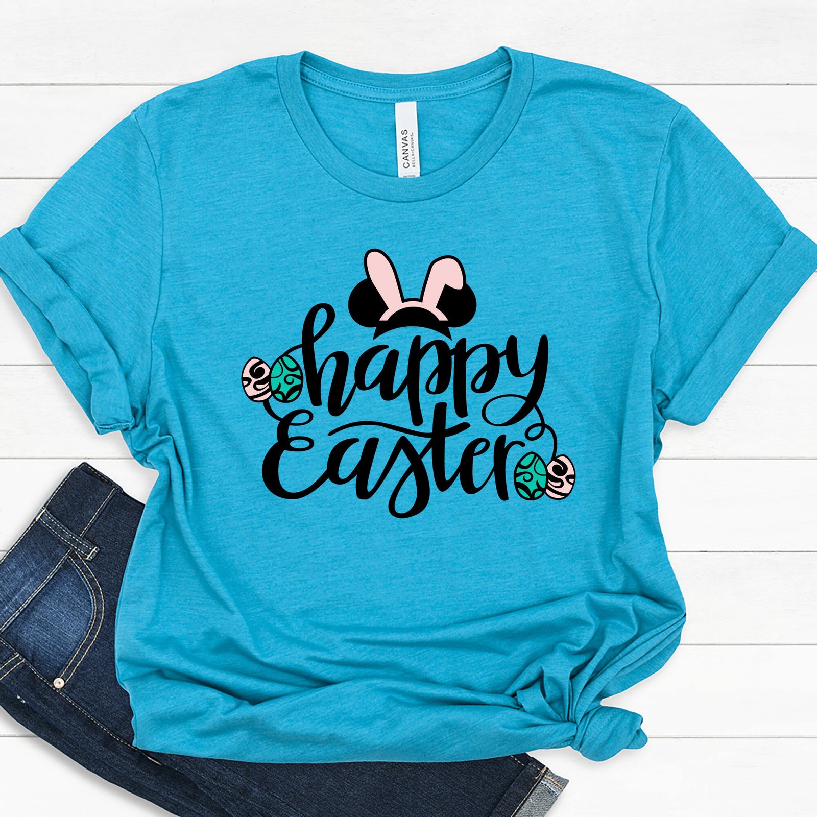Happy Easter Mouse Ears Adult T Shirt- Disney Friends Family Matching Shirts - Bunny Ears
