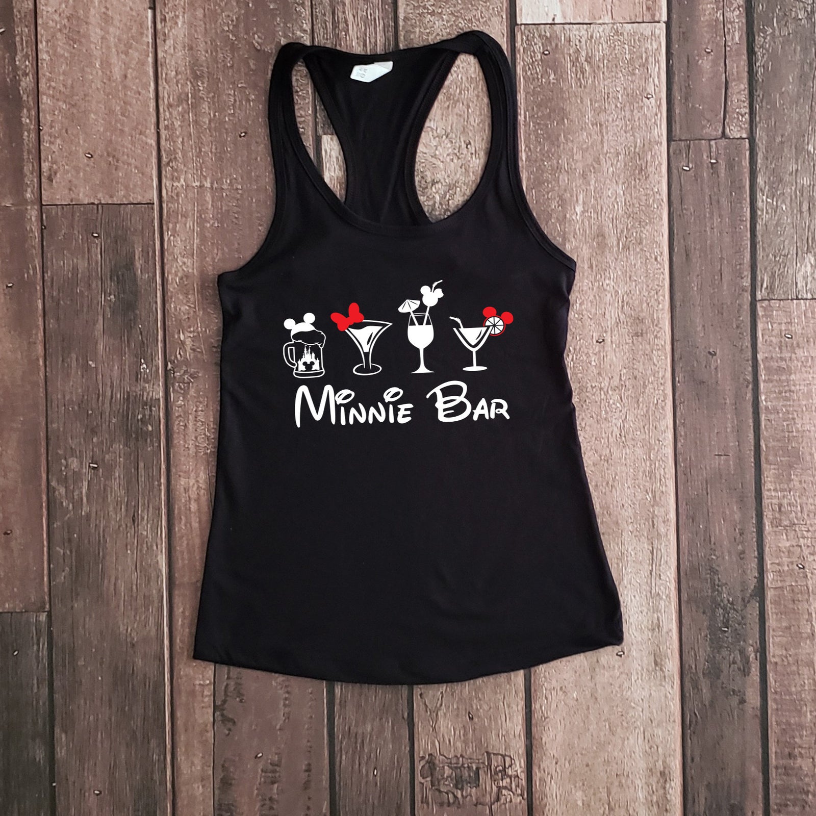 Minnie Mouse Ladies Fit Racer Back Tank Top- Minnie Bar - Drinks - Epcot Food and Wine