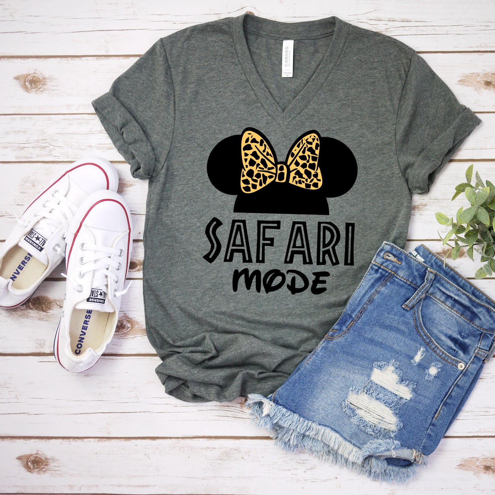 Safari Mode Minnie Mouse T Shirt - Disney Trip Matching Shirts - Camouflaged Minnie