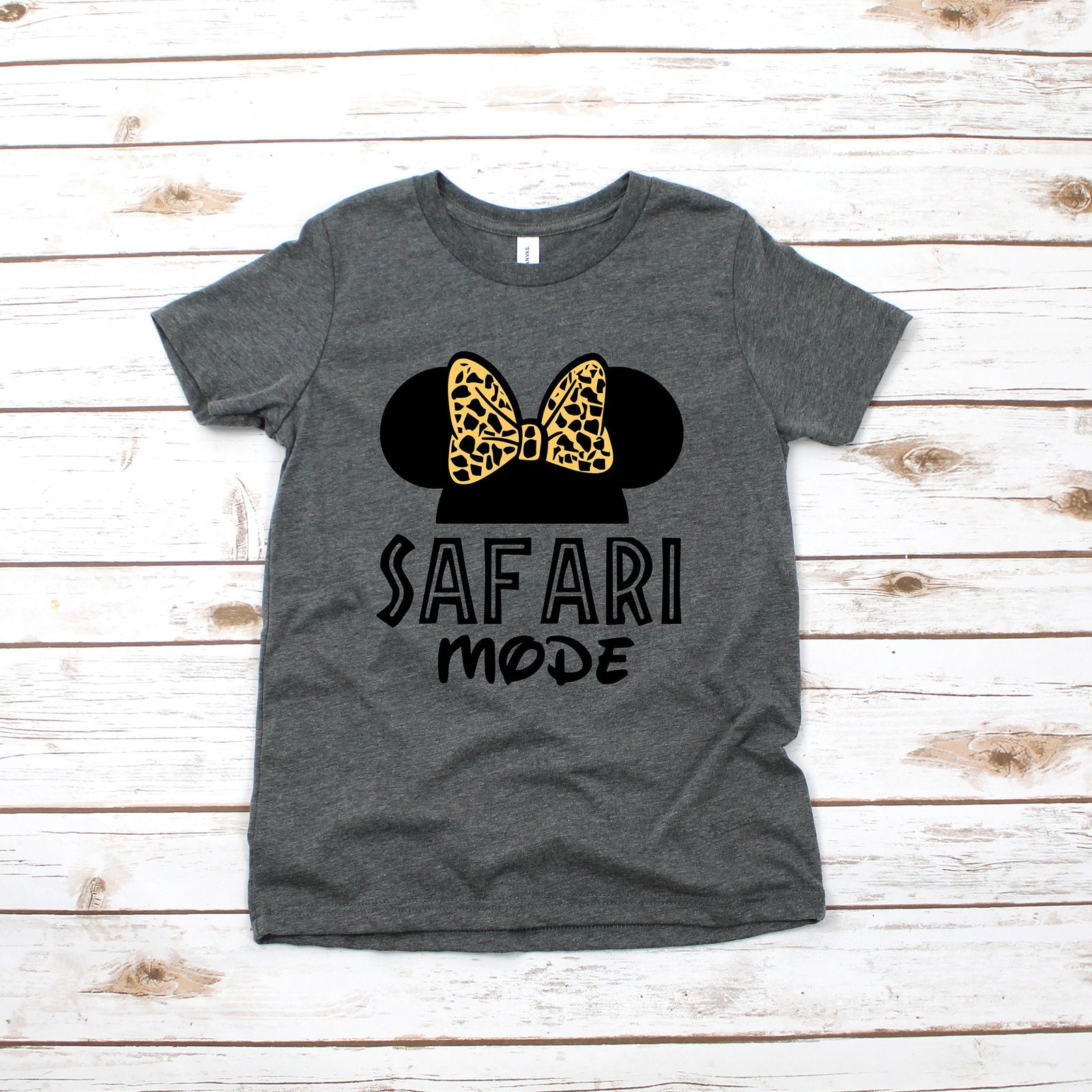 Safari Mode Minnie Mouse Youth T Shirt - Disney Kids Animal Kingdom - Camouflaged Minnie - Animal Print