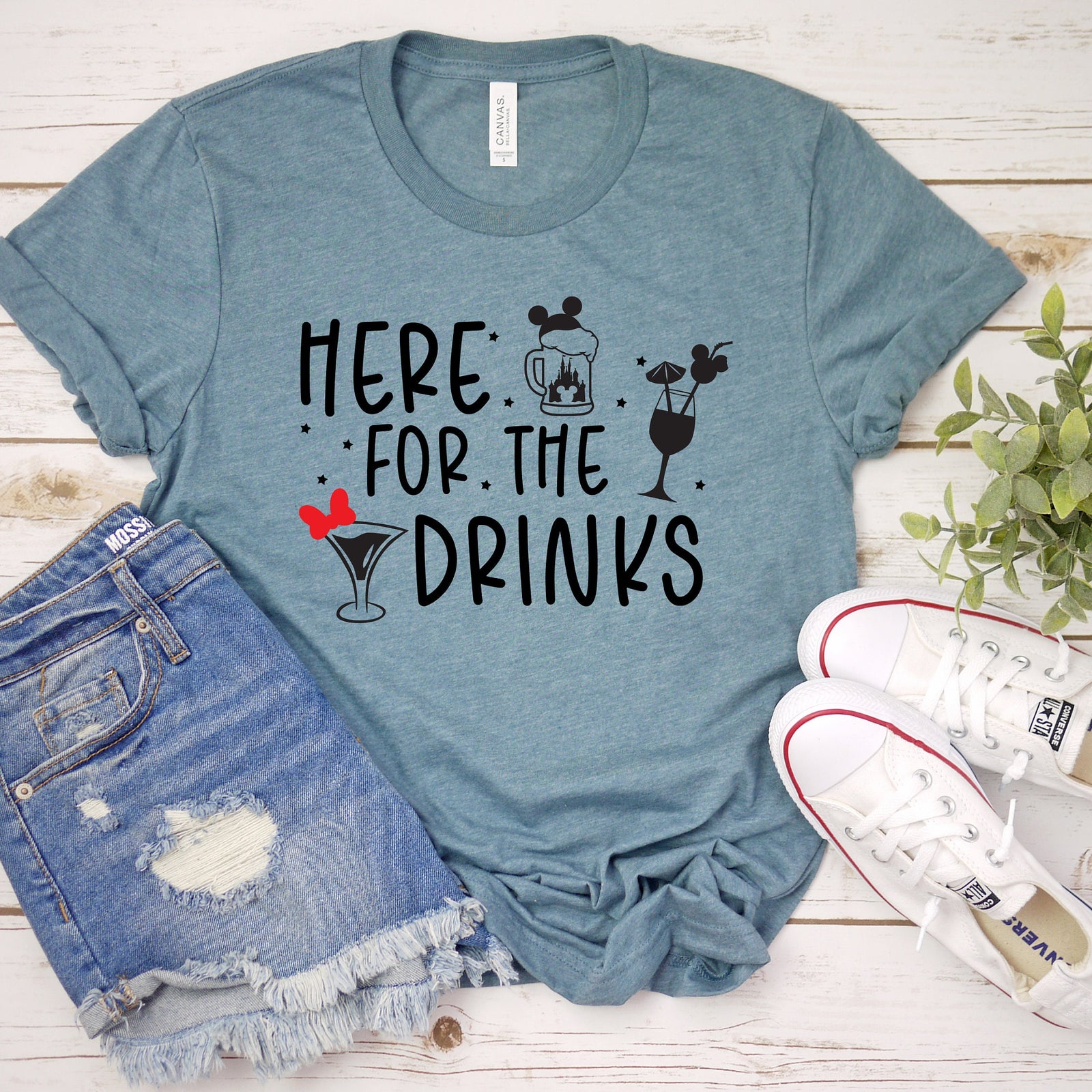 Here for the Drinks Adult T Shirt- Disney Food Lover T Shirt - Epcot Wine - Drinks - World Show Case