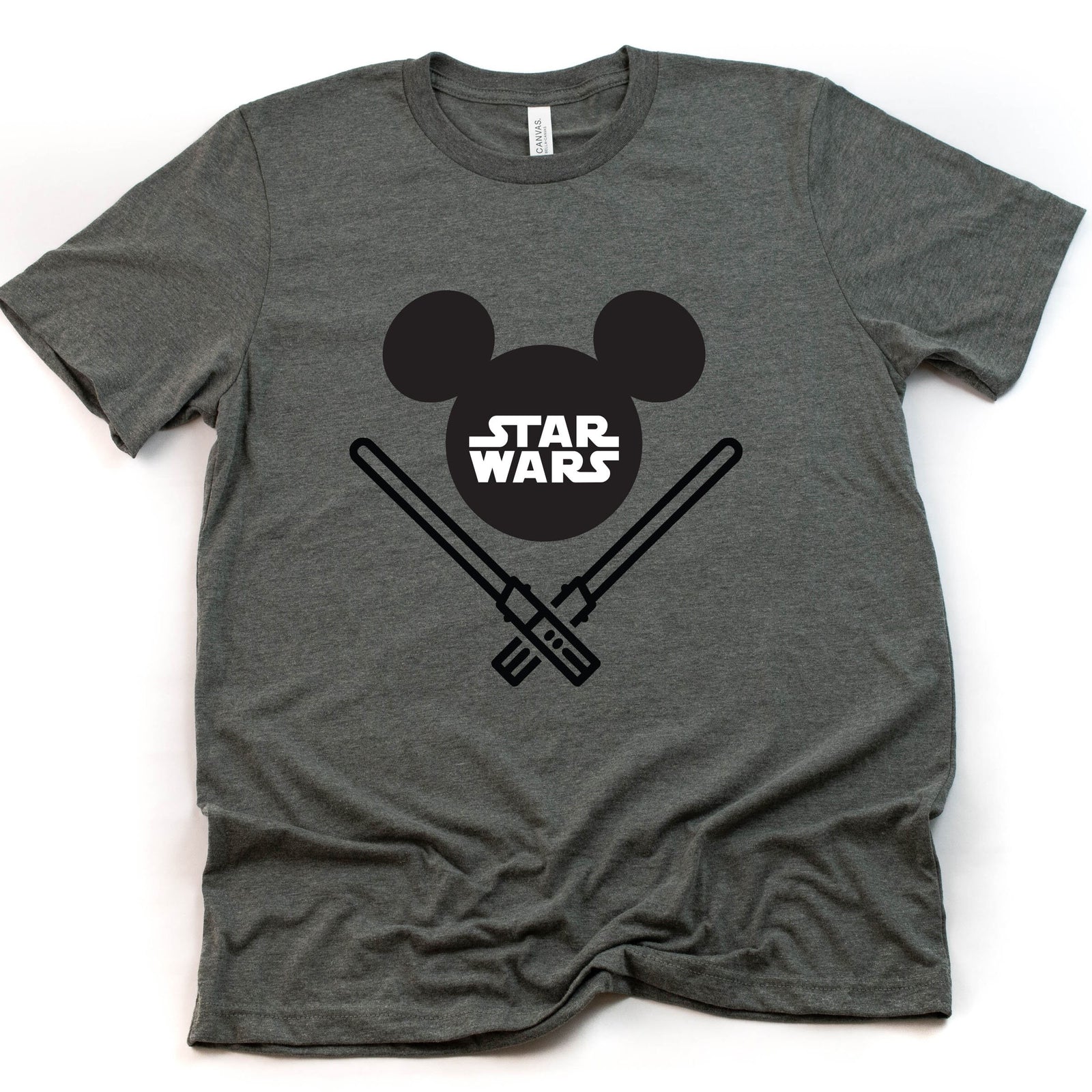Star Wars Mickey Head Adult T Shirt - Star Wars Fan T-shirt - Star Wars Lover Gift -Light Saber