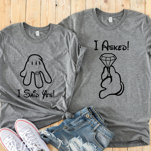 I Asked and I Said Yes Minnie and Mickey Shirts for Couples