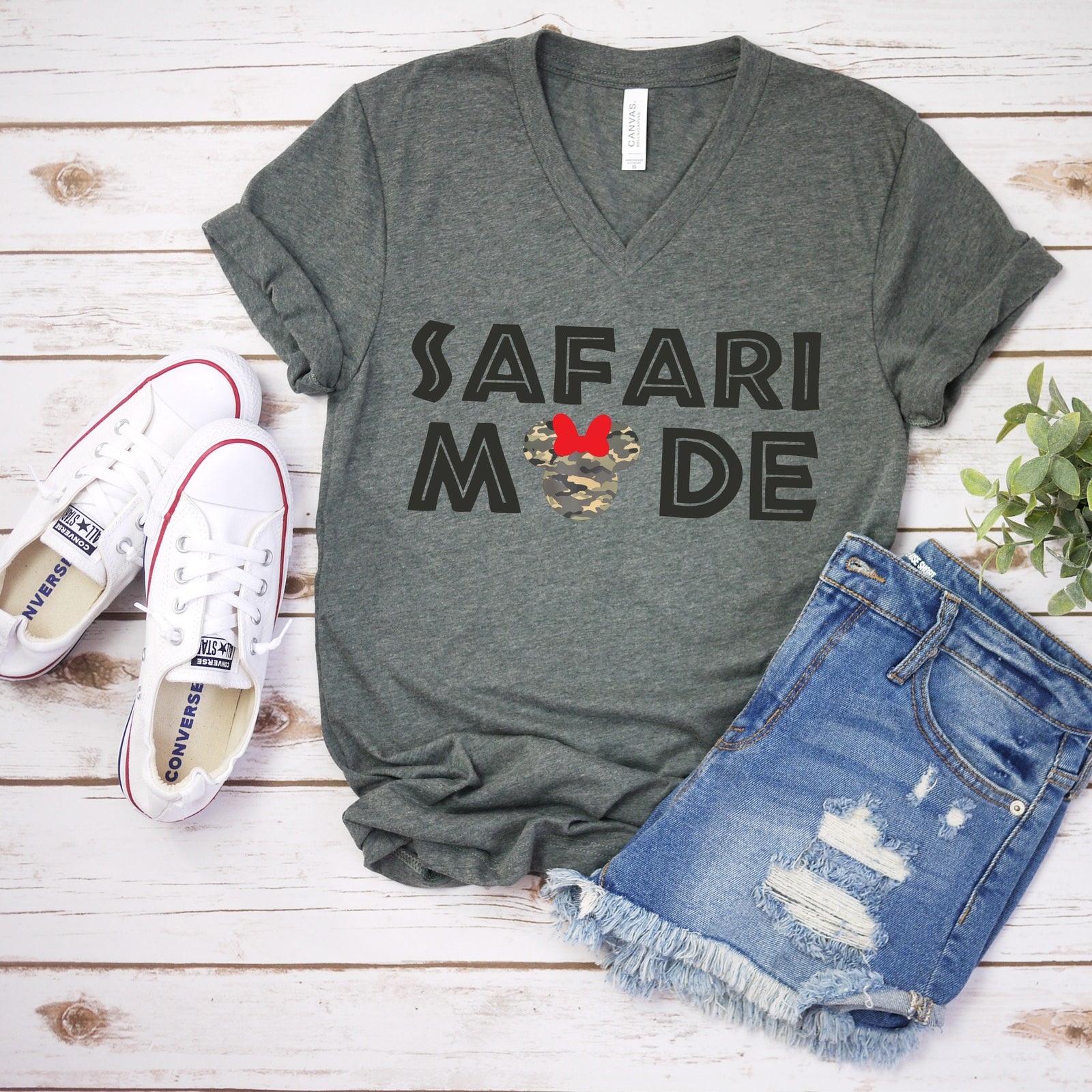 Safari Mode Minnie Mouse T Shirt - Disney Trip Matching Shirts - Camouflaged Minnie