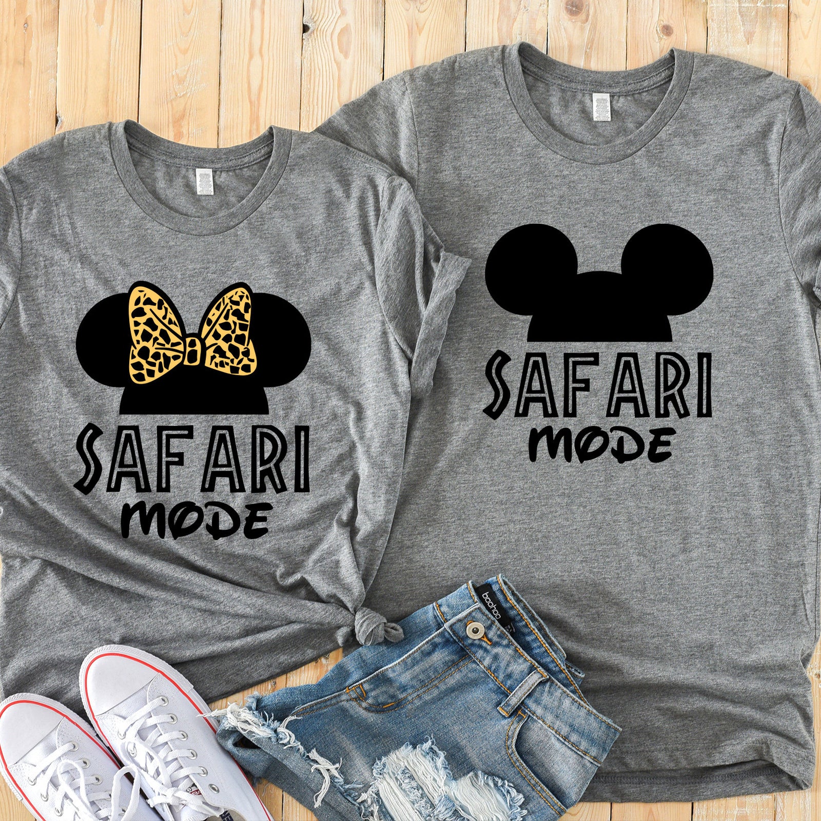 Safari Mode Animal Kingdom Minnie and Mickey Shirts - Disney Couples - Matching Shirts - Camouflaged Mickey