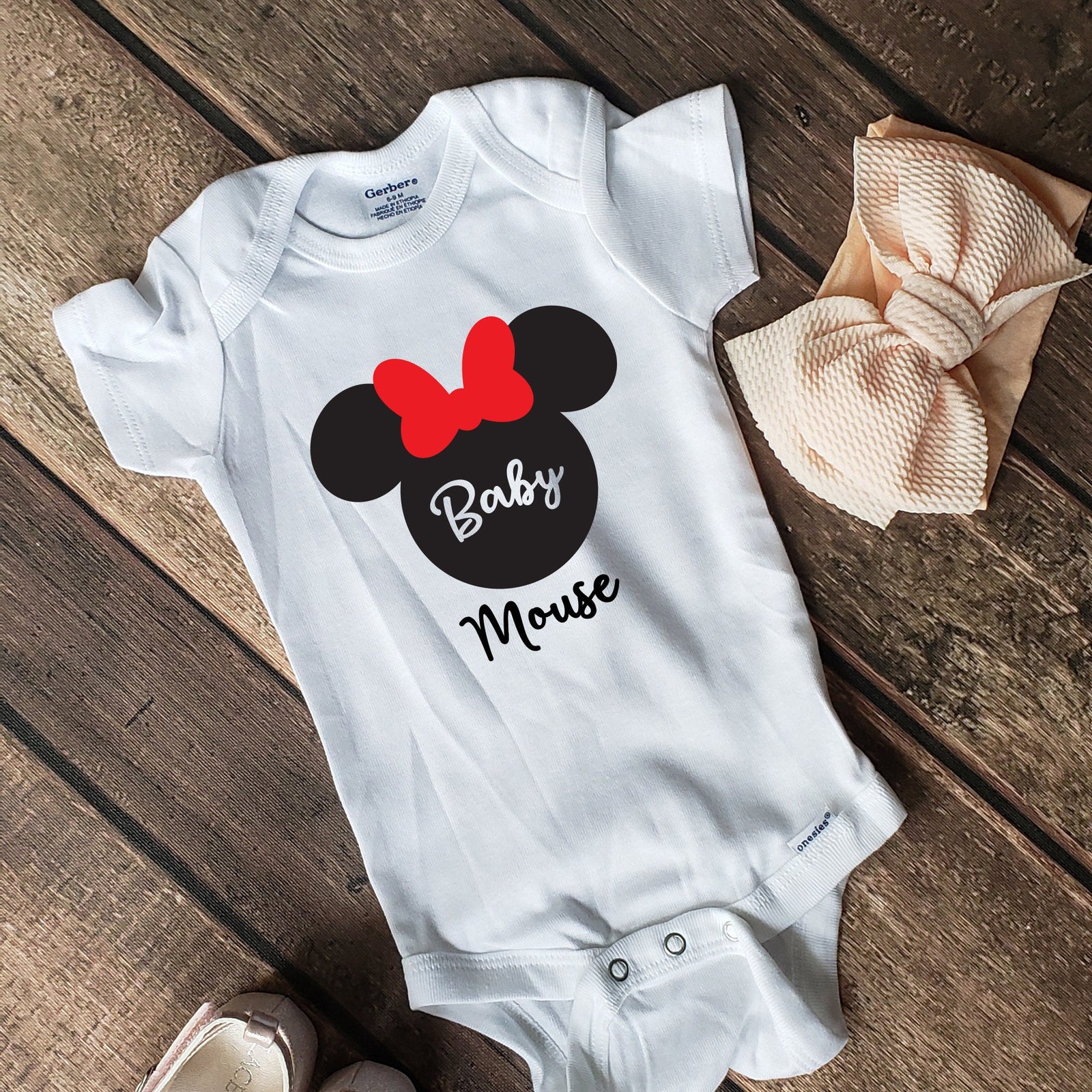 Baby Minnie Mouse -  Infant Onesie - First Time Visit - Family Matching T Shirts