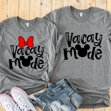 Vacay Mode Minnie and Mickey Adult Matching Shirts for Fun Trips
