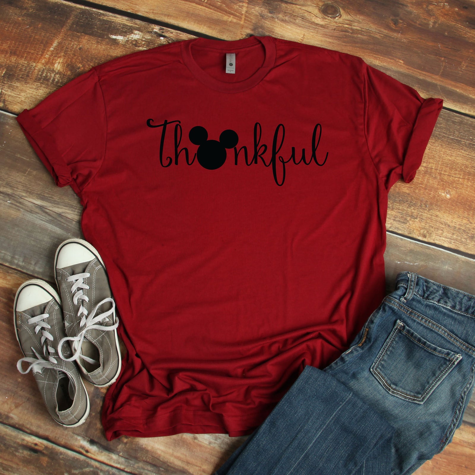 Thankful Mickey Mouse Adult Unisex T Shirt -Disney Thanksgiving Family Shirts - Happy Thanksgiving
