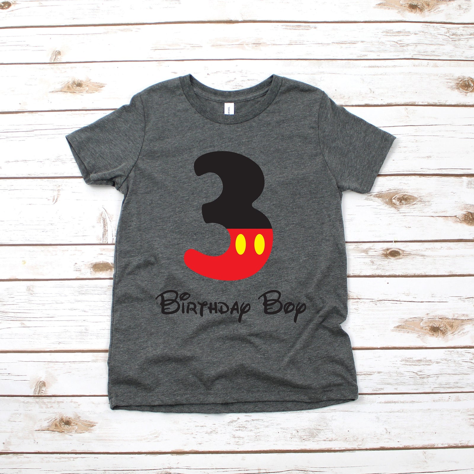 Custom Disney Birthday Boy T Shirt - Personalized Birthday Shirt - Mickey Numbers - Turning One, Two, Three, Four, Five