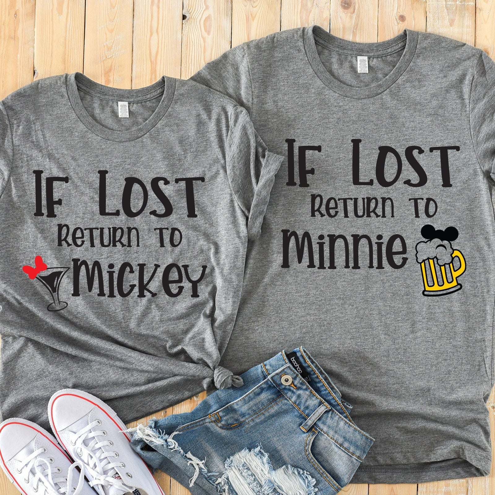 If Lost Return to Mickey or Minnie Mouse Matching Disney Shirts - Disney Couples Shirt - Epcot Food and Wine Festival - Drinking T Shirts