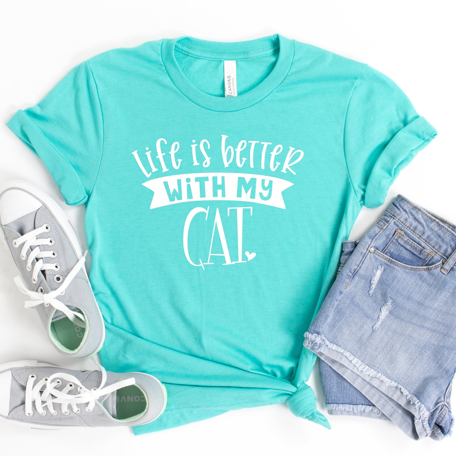 Life is Better with My Cat T Shirt - Cat Lover - Pet Rescue T Shirt - Funny Cat Mom Shirt