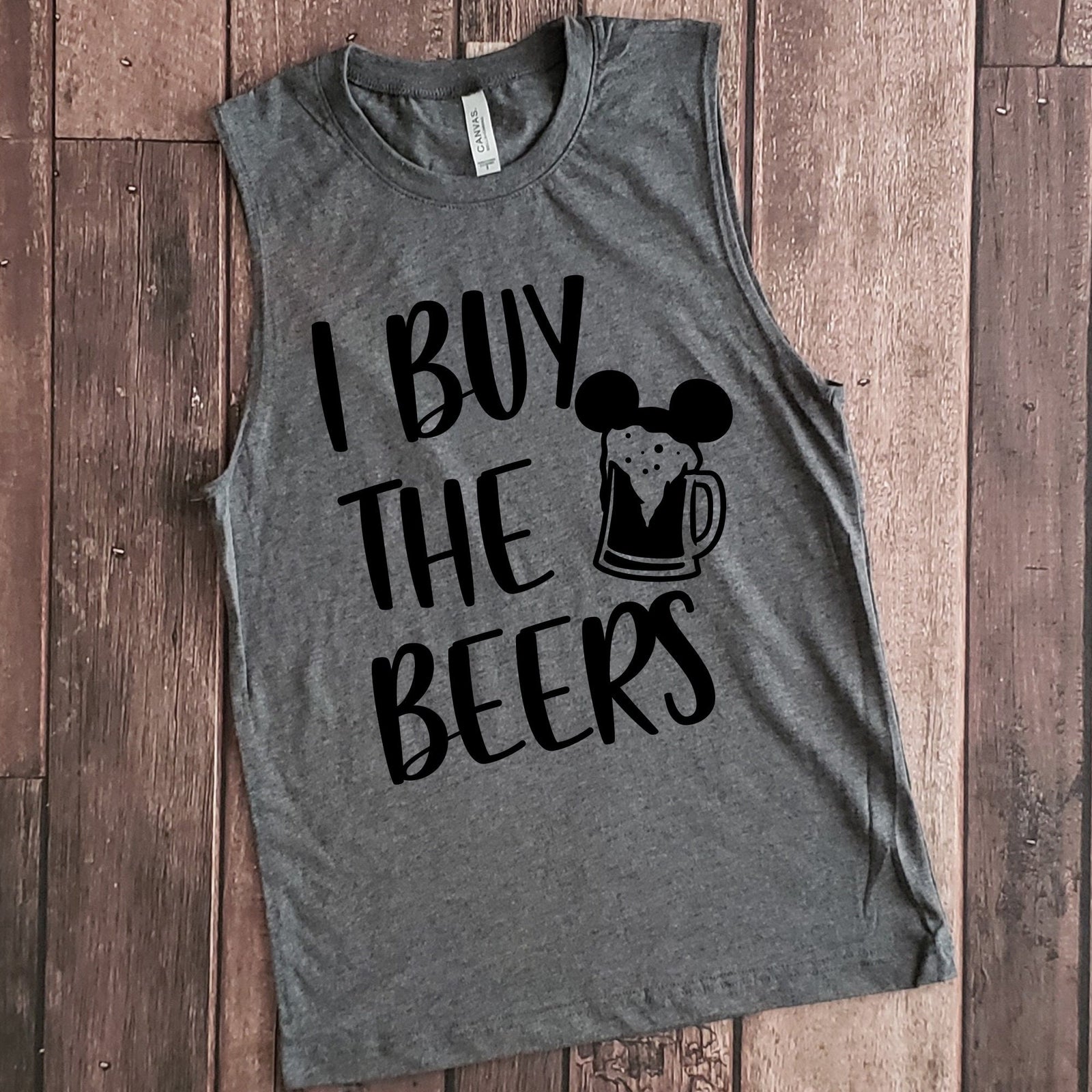 I Buy the Beers Adult Muscle Tank Top- Epcot Food and Wine Festival - Fun Disney Shirt for  Men