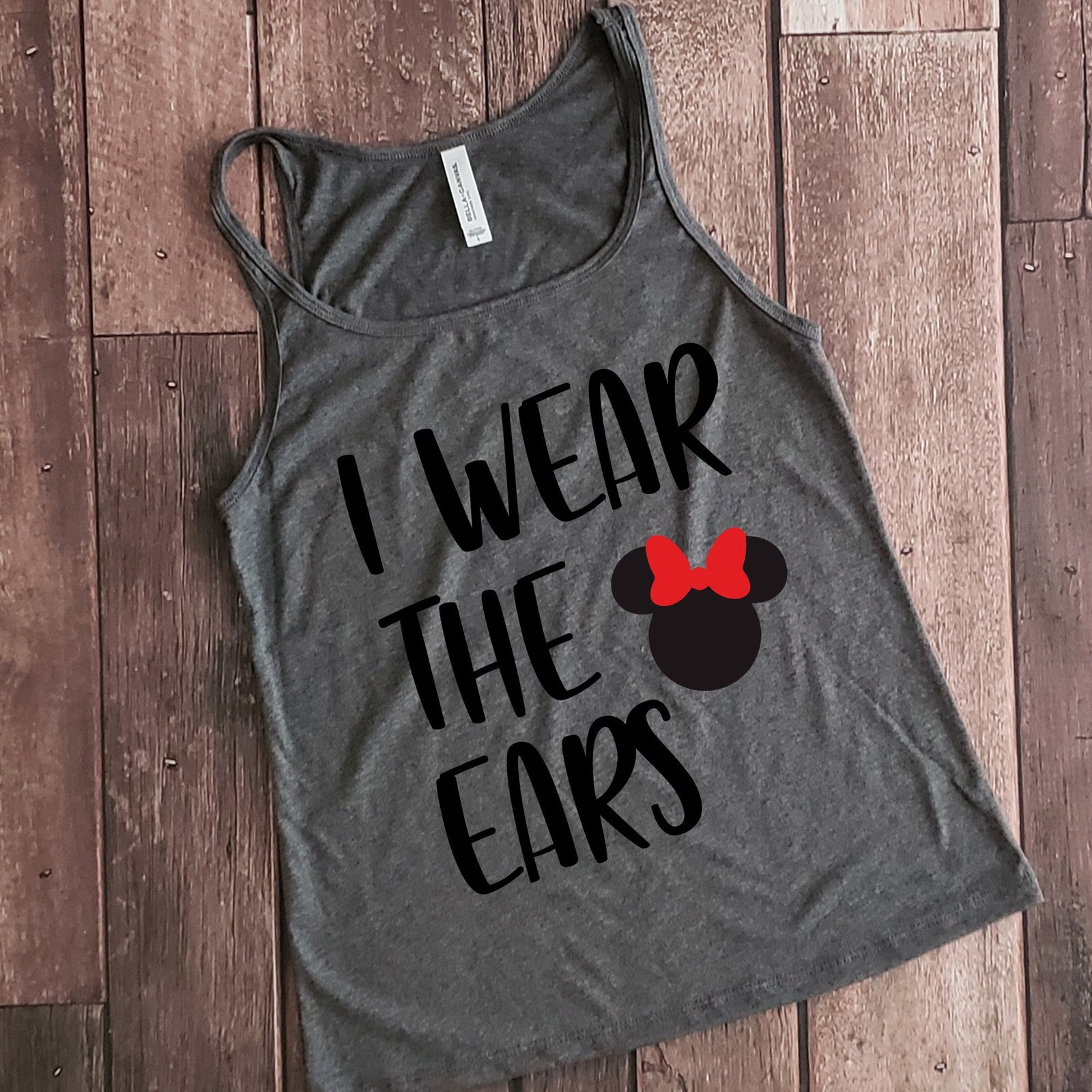 I Wear the Ears Minnie Mouse Ladies Relaxed Fit Jersey Tank Top