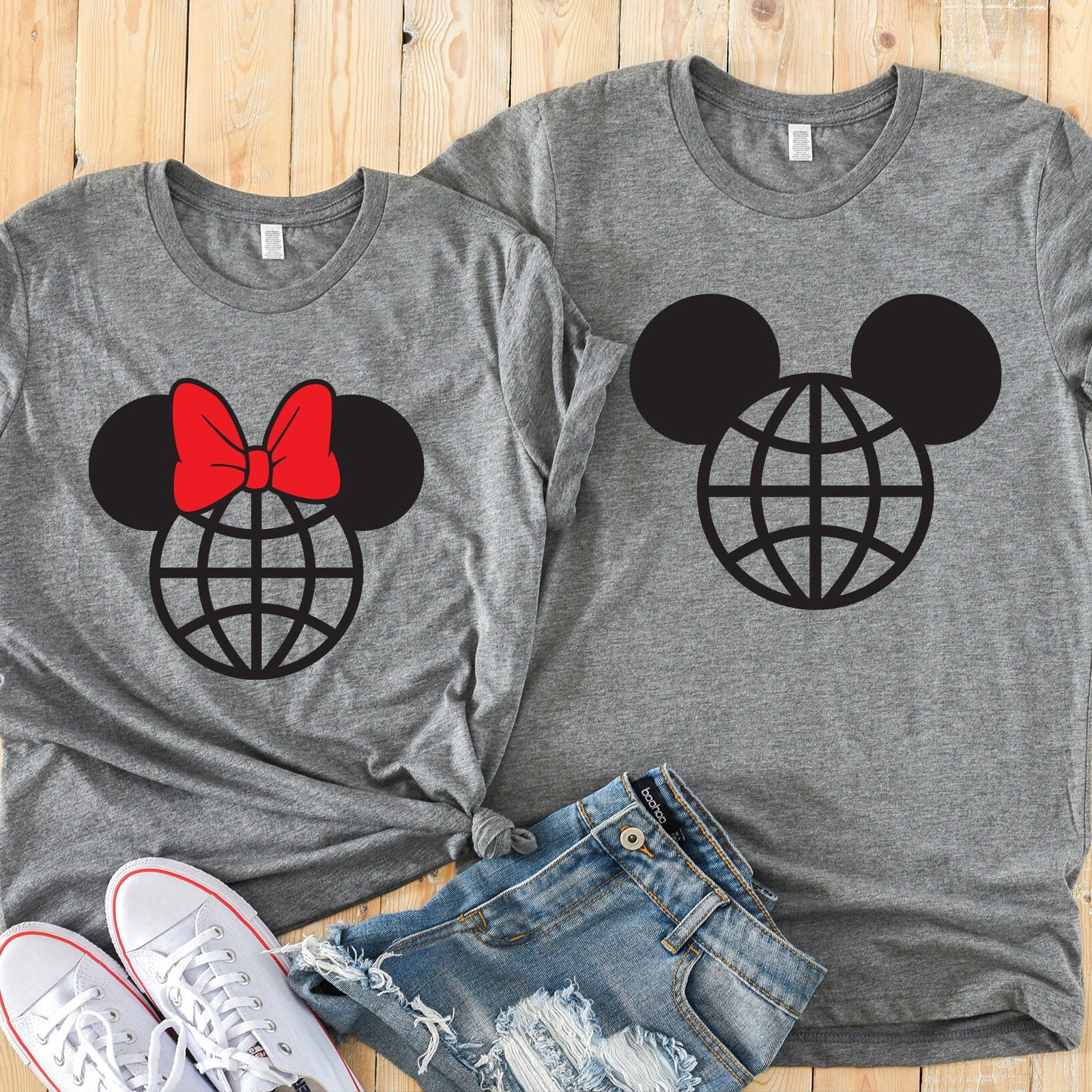 Minnie and Mickey Mouse Epcot Space ship Earth Matching Shirts - Disney Couples Shirt -Epcot World Showcase
