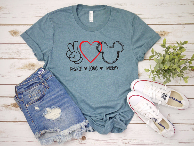Peace Love Mickey Mouse Adult Unisex T Shirt- Disney Trip Matching Shi –  PrintChix