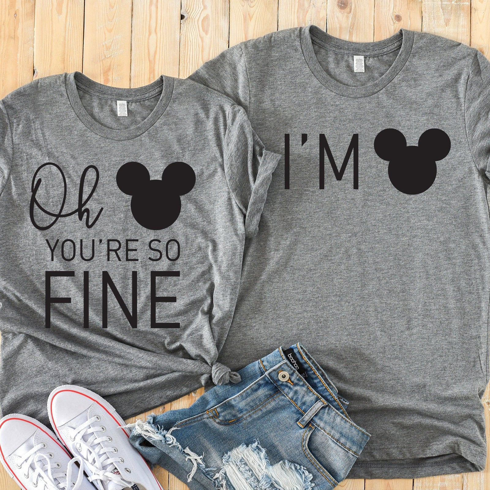 Oh Mickey You're So Fine and I'm Mickey Disney Couples Matching T Shirts - Mickey and Minnie Mouse Adult Shirts - Custom Colors