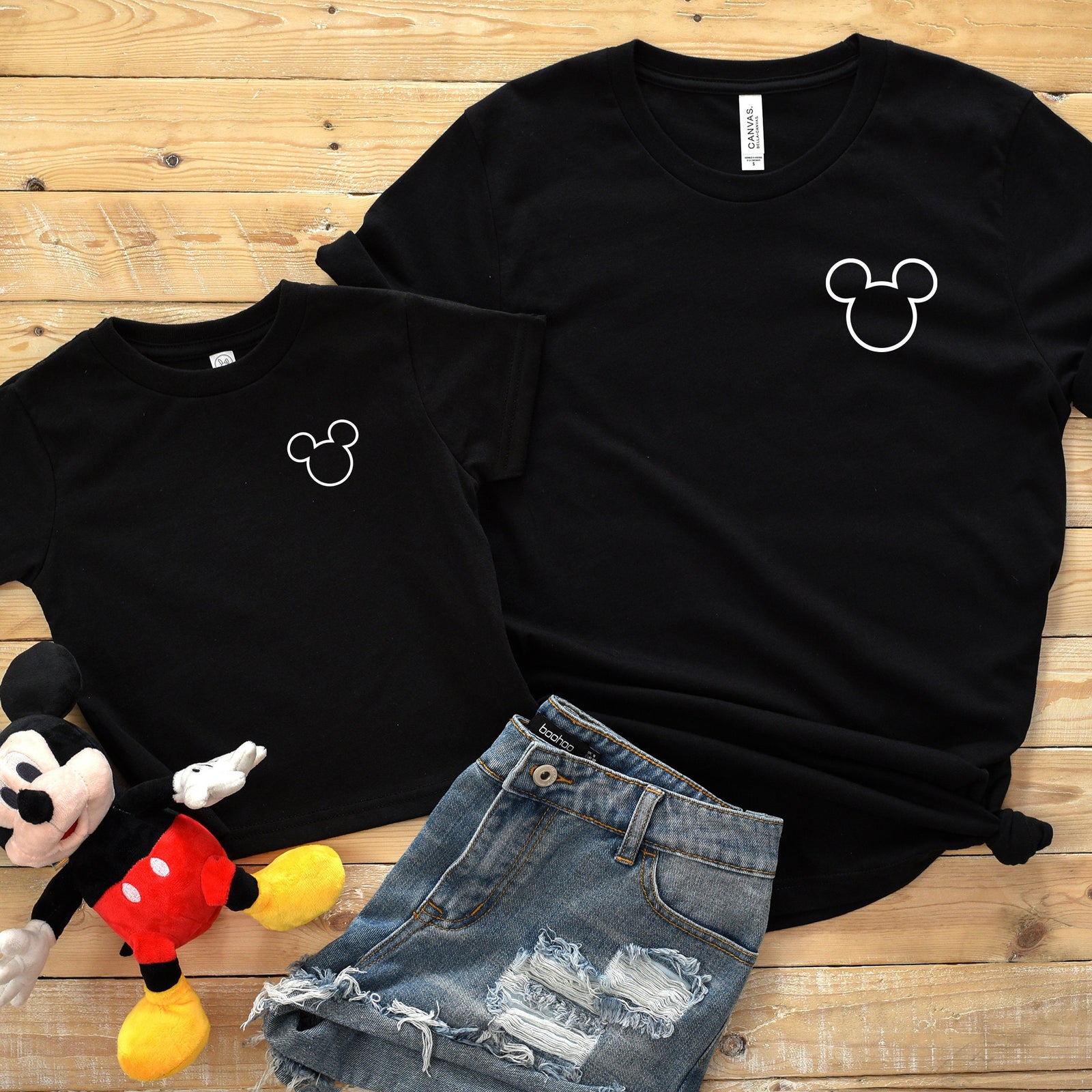 Matching Pocket Size Mickey Mouse Head Outline - Family - Daddy or Mommy and Me - Adult Infant Toddler Youth Disney Shirts