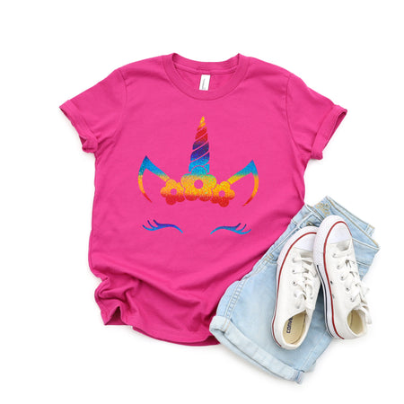 Colorful Unicorn T Shirt for Youth Girls - Glittery Gift