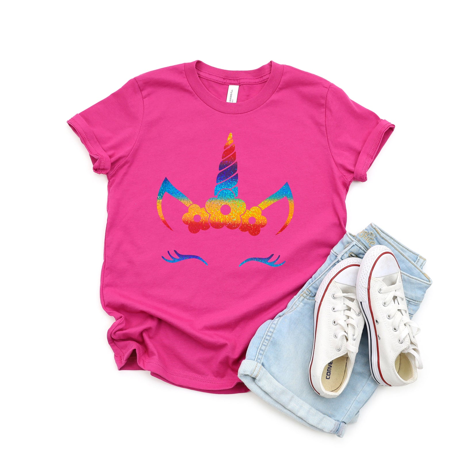 Unicorn T Shirt for Youth Girls - Birthday Party - Glitter - Colorful - Favor - Gift