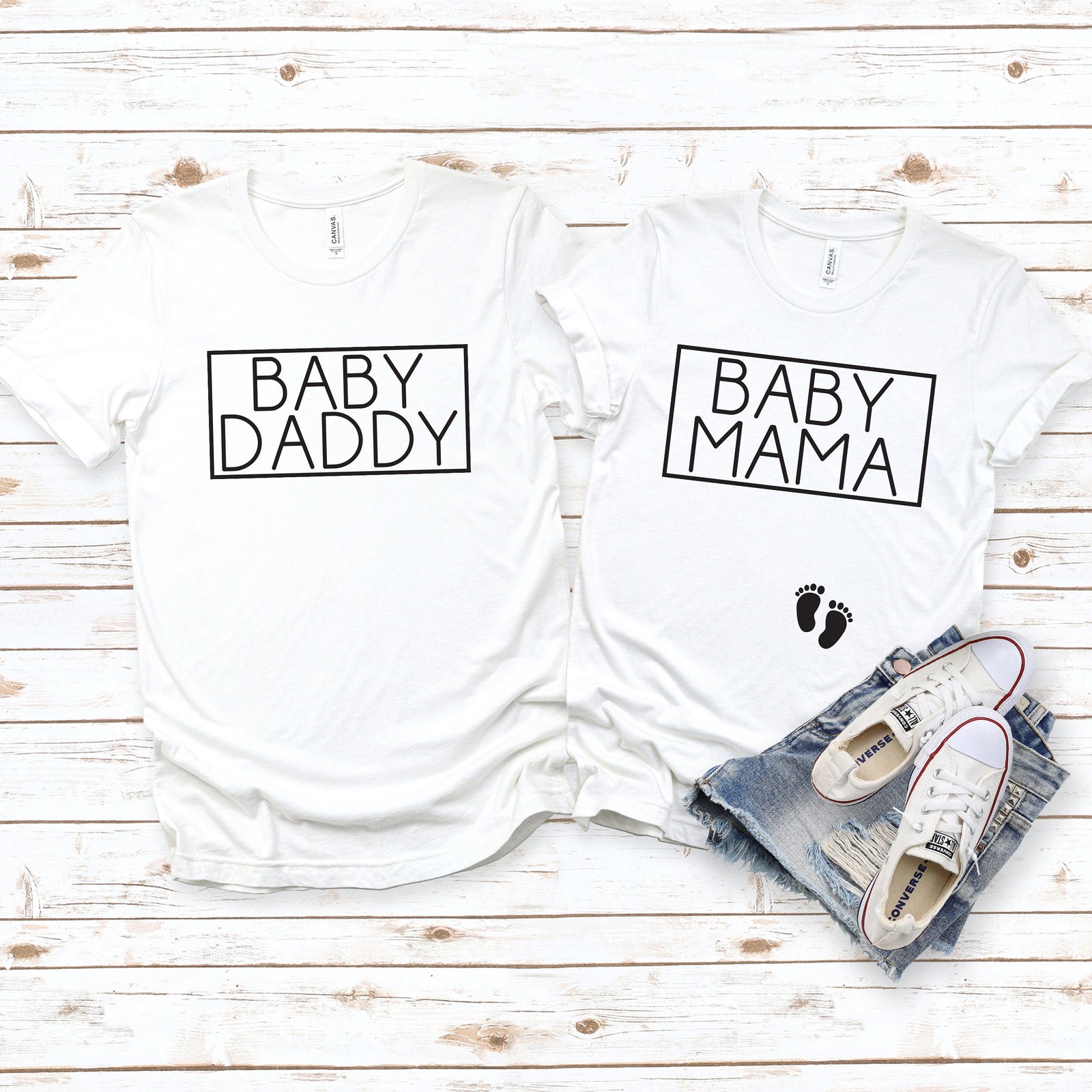 Baby Mama Baby Daddy Couples Shirt - Matching Parents Shirts - Reveal - Baby Announcement Shirt - Soon To Be Parents