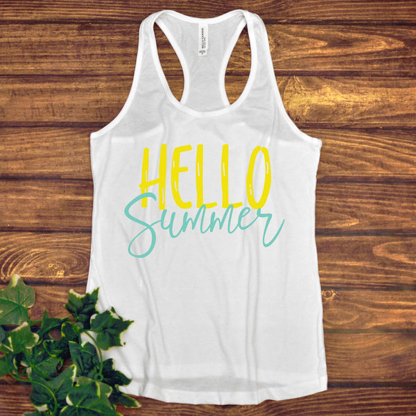 Hello Summer Ladies Tank Top for Family Matching Photos