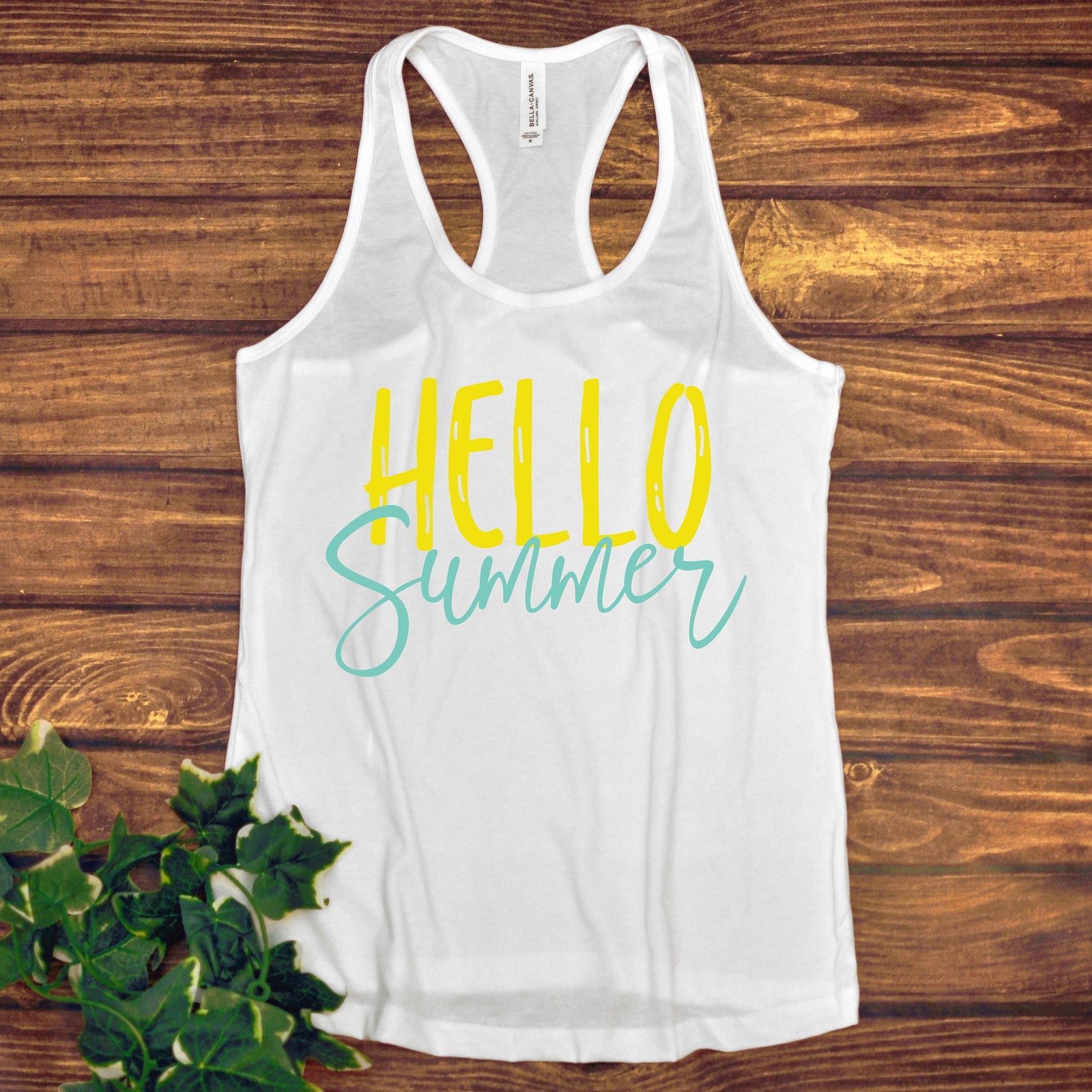 Hello Summer Ladies Tank Top - Beach Wear - Vacation - Family Matching Group Pictures - Summertime