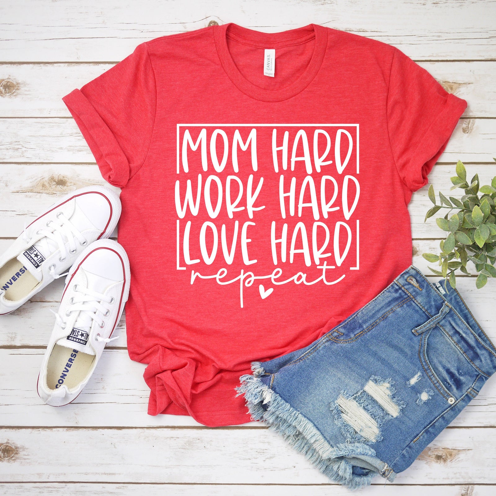 Mom Hard Work Hard Love Hard Repeat Adult Unisex T Shirt -Mother's Day Gift Idea  - Mom tee