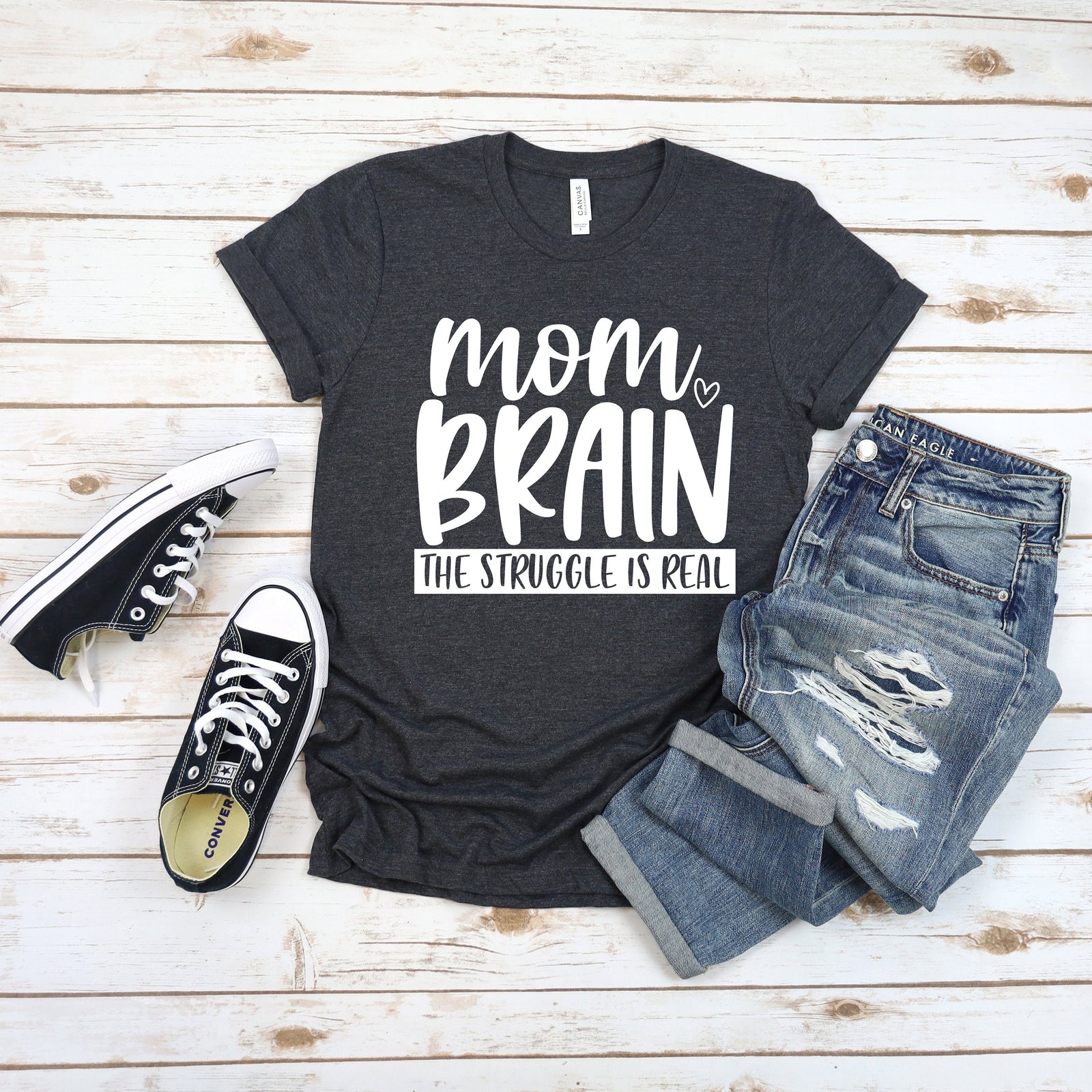 Mom Brain the Struggle is Real Adult Unisex T Shirt -Mother's Day Gift Idea  - Mom tee - Funny Mom Shirts