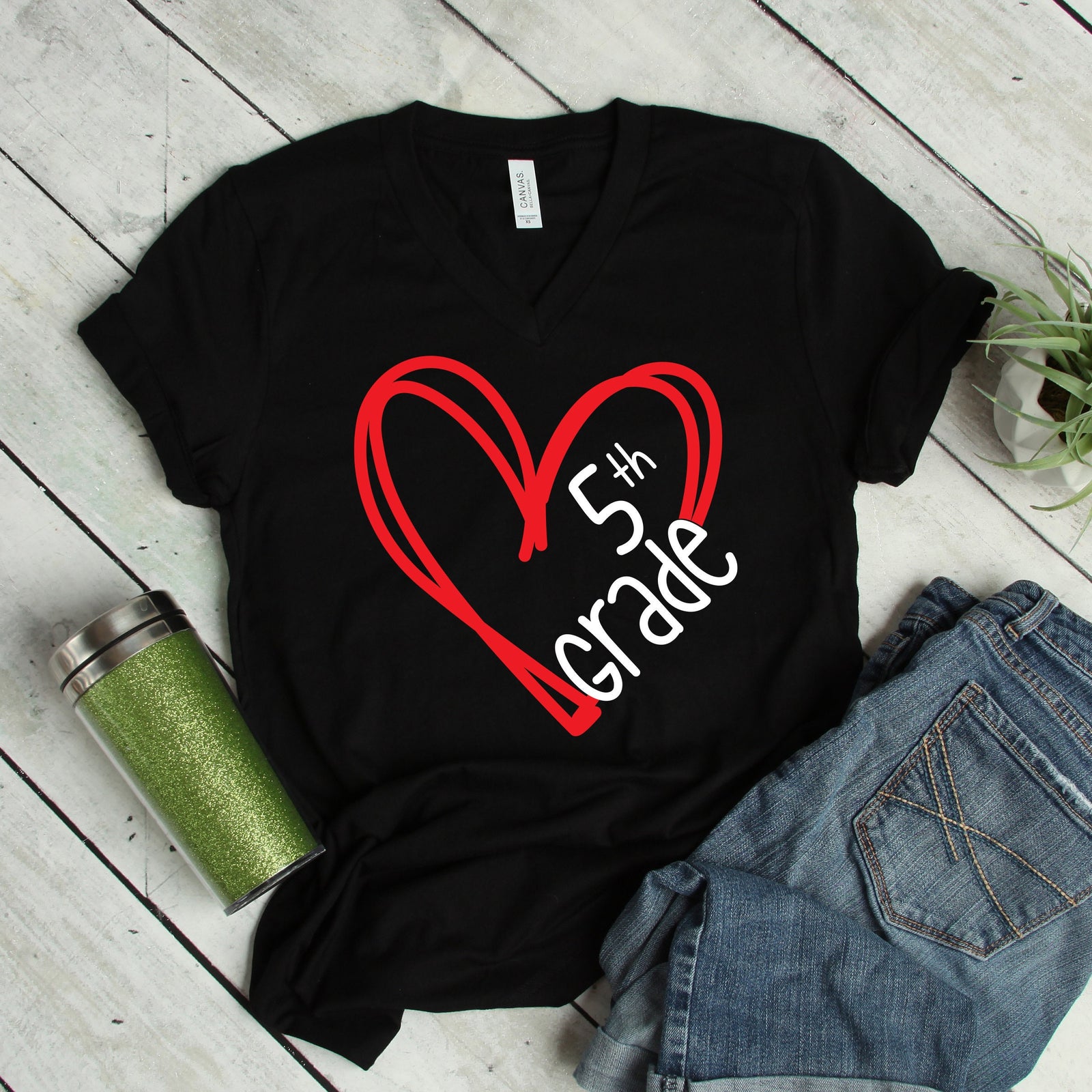 Grade Level Teacher Adult T Shirts - Back to School - PreK - Kindergarten - First - Fifth Grade - Scribble Heart