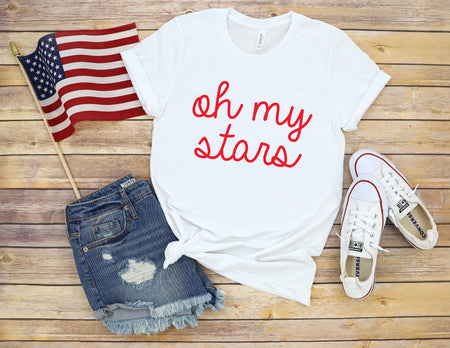 Oh My Stars Fourth of July Adult T Shirt for Comfort