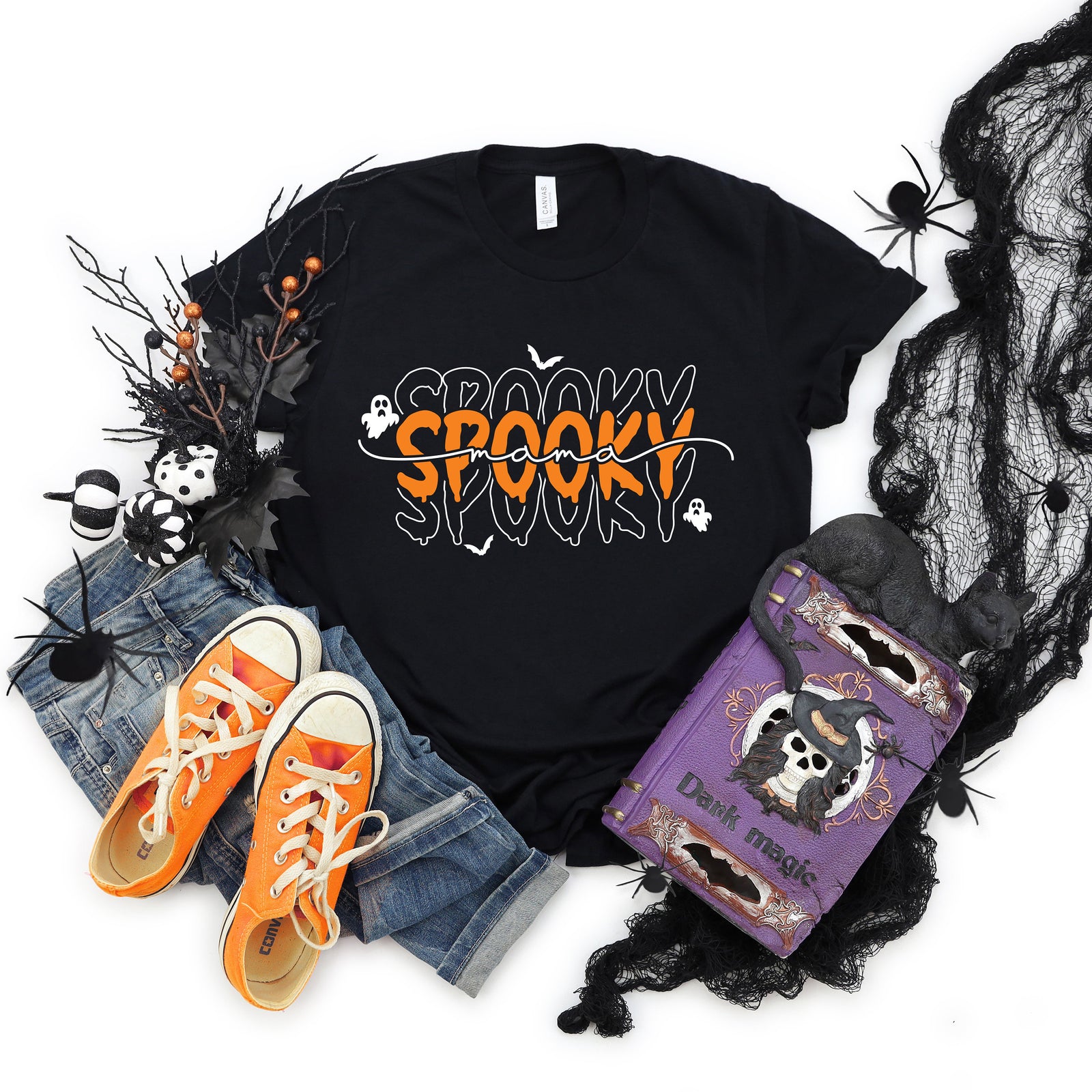 Spooky Mama Adult Unisex T Shirt - Halloween Tees - Trick Or Treat - Mom - Costume